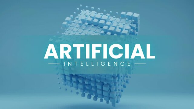 Blue futuristic AI presentation with digital tech and modern design.