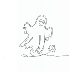 Whimsical hand drawn ghost character with a friendly smile and flowing lines