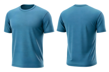 Showcasing a modern teal t-shirt with front and back views for apparel design and mockup creation