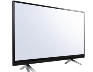 Slim Modern Flat-Screen TV with Black Bezel, isolated on a transparent background