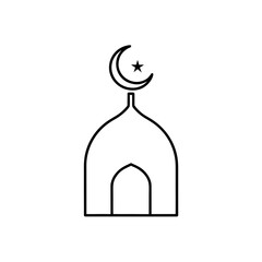 Obraz premium Mosque line art icon on transparent background