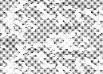 Abstract halftone seamless camouflage pattern. Repeating digital dotted hexagonal camo military texture background. Abstract modern fabric textile ornament. Vector illustration.