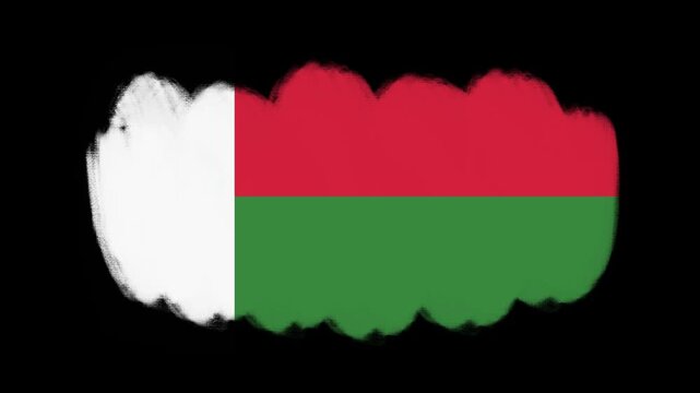 Madagascar flag created with brush strokes