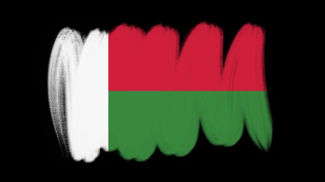Madagascar flag created with brush strokes