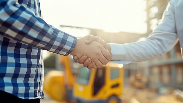 A firm handshake between two men, symbolizing trust, collaboration, and partnership in a professional business setting and the importance of relationships.