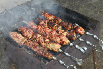 shish kebab on the grill