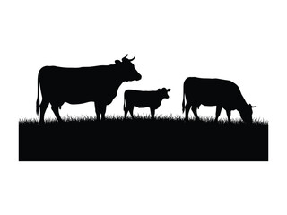 Cattle Silhouettes: The silhouette of a group of cattle grazing harmoniously in a field, a simple yet powerful illustration of agricultural life and the beauty of the countryside.