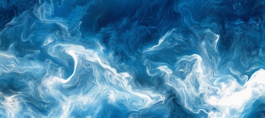 Abstract Swirling Texture of Blue and White Fluid Background, Captivating Flowing Paint Patterns