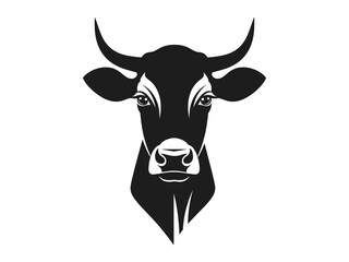 The Steadfast Gaze: A stark, minimalistic graphic of a cow's head and horns, depicted in a bold, simple manner to convey an image of strength and simplicity.