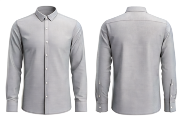 Sharp modern grey dress shirt front and back view for professional business attire collection