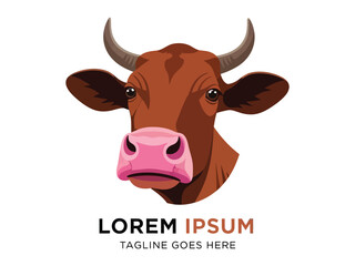 Cow Head Illustration: A stylized illustration of a cow's head with captivating detail, featuring a warm palette of browns and pinks and elegant horns