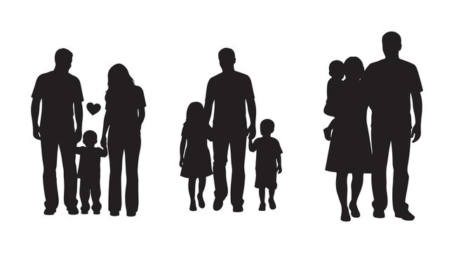 Vector outlines of a family depicted in the collection against a white backdrop