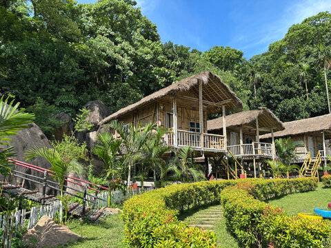 Bamboo cottage or house with natural environment