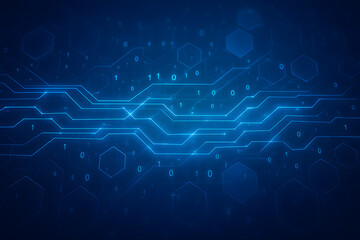 Data flow represented as layered wave patterns and floating numbers, over a soft light background with subtle movement texture.
