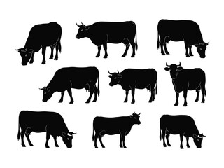 Cattle Silhouette Pattern: A pattern showcases multiple silhouettes of grazing cattle, illustrating the presence and essence of livestock with graphic simplicity.