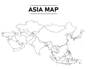 outline asia map vector illustration