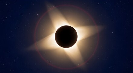 Fototapeta premium A total solar eclipse with the moon blocking the sun, creating a stunning cosmic event