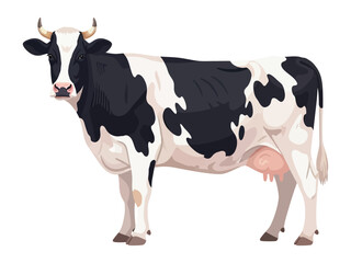 Holstein Cow: A full-body illustration of a Holstein cow, showcasing its iconic black and white pattern. Perfect for agriculture, farming, and animal-related projects.