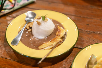 Creamy Dessert with Ice Cream and Sauce
