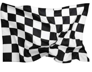  Checkered Racing Flag Waving at Finish Line Isolated on Transparent Background