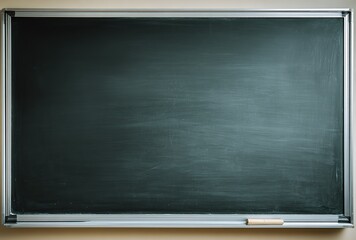 Obraz premium Neat blank blackboard, indoor teaching scene with chalk
