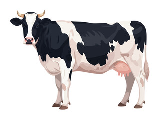Holstein Cow: A pristine Holstein cow stands gracefully, its striking black and white pattern and gentle gaze capturing the essence of farm life and livestock.