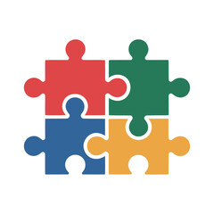 Obraz premium Four colorful puzzle pieces connected together