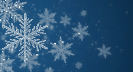 Digitally generated Snowflakes hanging against blue background