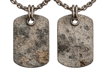 Military Dog Tags Isolated on Transparent Background with Chain