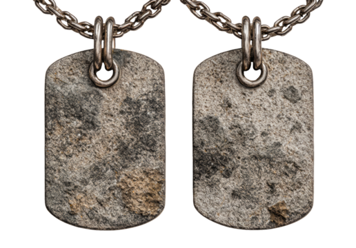 Military Dog Tags Isolated on Transparent Background with Chain