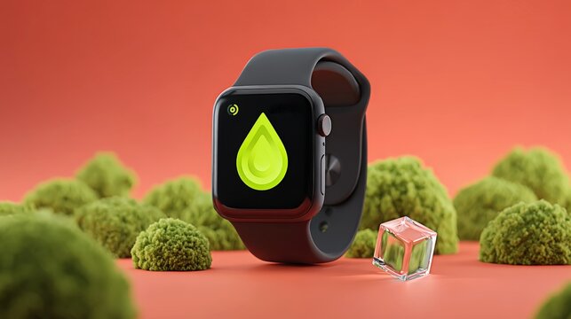 Personalized hydration alerts with smart technology in a warm coral setting