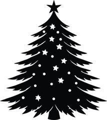 Fototapeta premium Christmas tree silhouette illustration elements for festive clipart