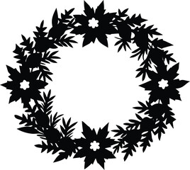 Fototapeta premium Christmas wreath silhouette vector elements illustration for festive clipart design