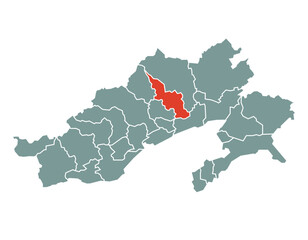 Siang district highlighted on Arunachal Pradesh state of India