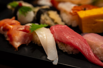 Assorted Nigiri Sushi with Fresh Raw Fish