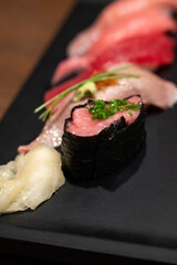 Selection of Gourmet Sushi with Minced Tuna Gunkan