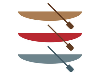 カヌー、カヤック、ボートのアイコンのイラストのセット