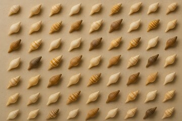 Repetition of Small Sea Snail Shells from Indonesian Tropical Beaches, Arranged Diagonally in Asymmetric Format_2