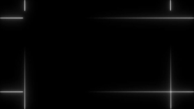 Neon line glowing square frame on black background. Glowing neon frame background animation square shape.