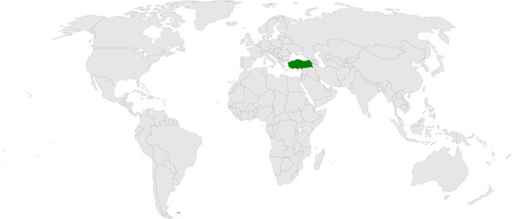 Fototapeta premium Turkey map vector in light gray with green highlight