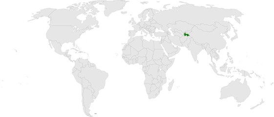 Tajikistan map vector in light gray with green highlight
