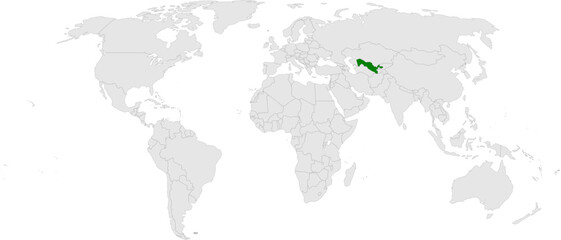 Obraz premium Uzbekistan map vector in light gray with green highlight