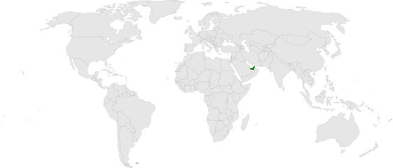 Obraz premium United Arab Emirates map vector in light gray with green highlight