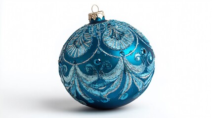Blue Christmas Ball Isolated on White Background for Festive Season Decorations
