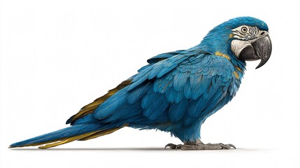 Vibrant Blue Macaw Parrot on White Background - Isolated Exotic Bird Photography