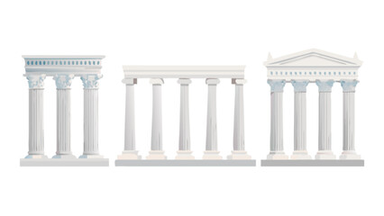 Obraz premium Ancient greek architecture doric ionic corinthian order columns and pillar vector design illustration