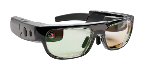 Revolutionary smart glasses showcase tech expo product display modern environment view isolated on transparent background, png