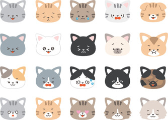 Obraz premium いろいろな柄・種類の猫アイコンセット