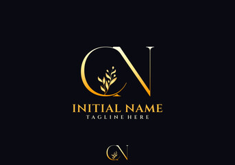 Letter CN Beauty Logo with Flourish Ornament Luxury, Suitable for any Business with CN Initials