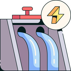 Hydropower Energy Icon Illustrations